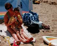 1: Crantock Beach July 1991 Mum 29yrs Ash 5yrs